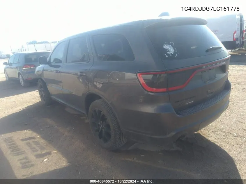 2020 Dodge Durango Gt Plus Awd VIN: 1C4RDJDG7LC161778 Lot: 40645572