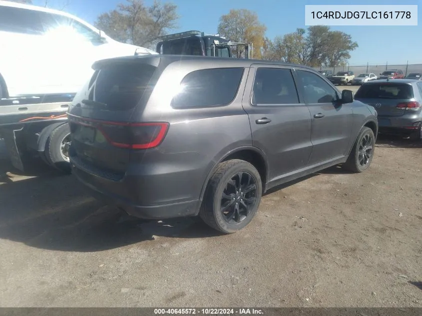 2020 Dodge Durango Gt Plus Awd VIN: 1C4RDJDG7LC161778 Lot: 40645572