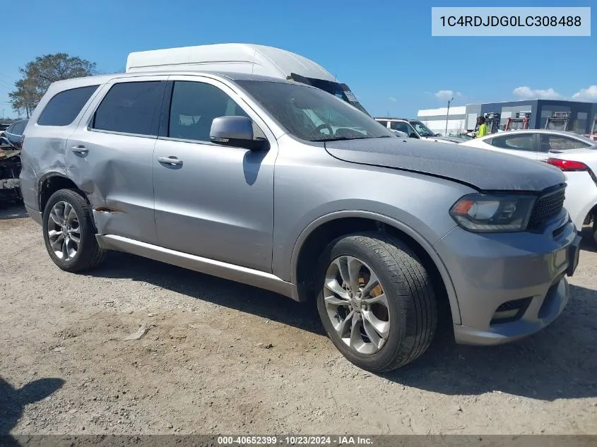 2020 Dodge Durango Gt Plus Awd VIN: 1C4RDJDG0LC308488 Lot: 40652399