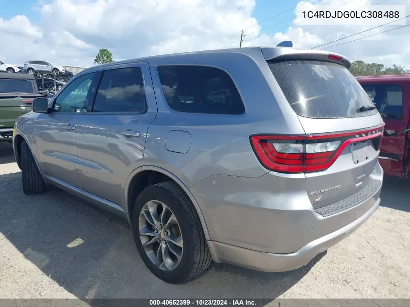 1C4RDJDG0LC308488 2020 Dodge Durango Gt Plus Awd