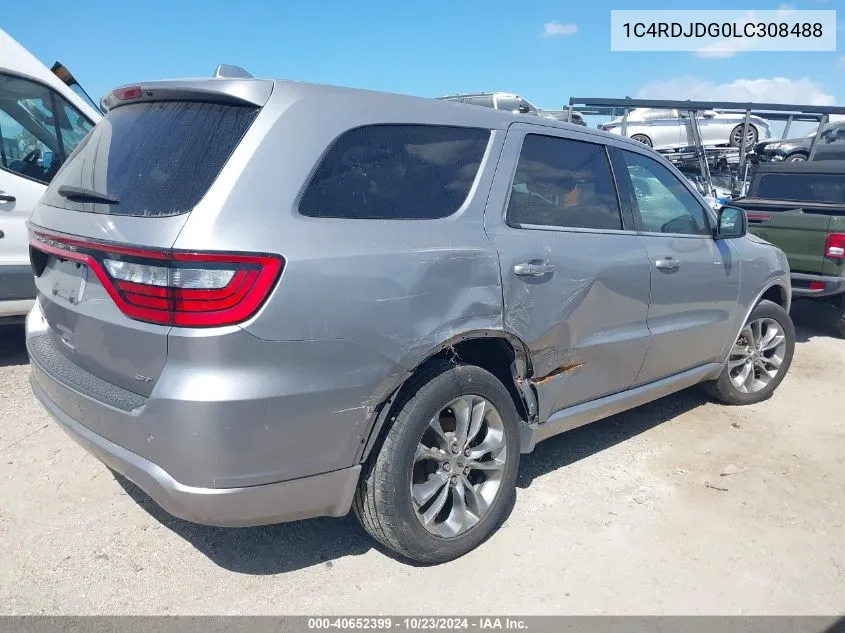 2020 Dodge Durango Gt Plus Awd VIN: 1C4RDJDG0LC308488 Lot: 40652399