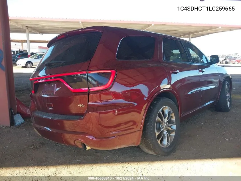 2020 Dodge Durango R/T Rwd VIN: 1C4SDHCT1LC259665 Lot: 40656910