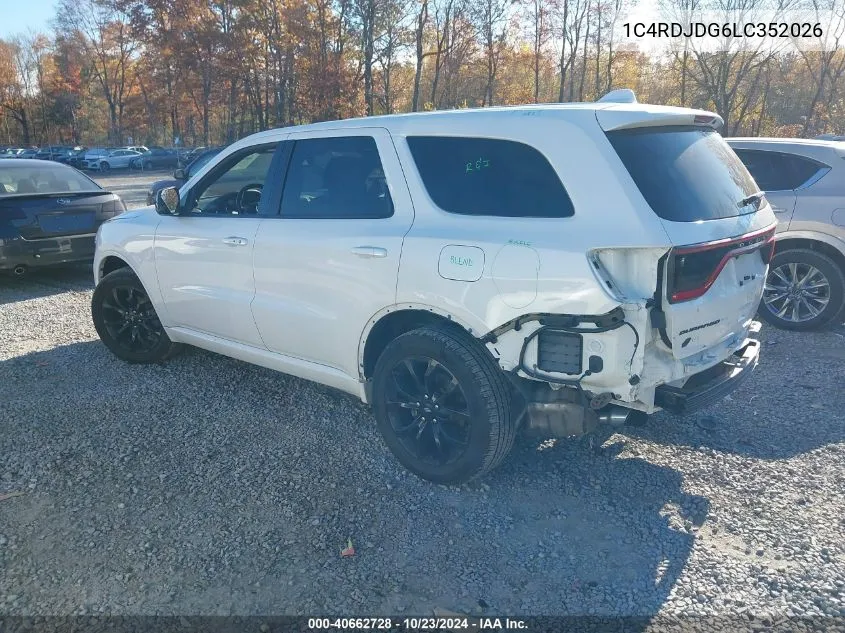 2020 Dodge Durango Gt Awd VIN: 1C4RDJDG6LC352026 Lot: 40662728