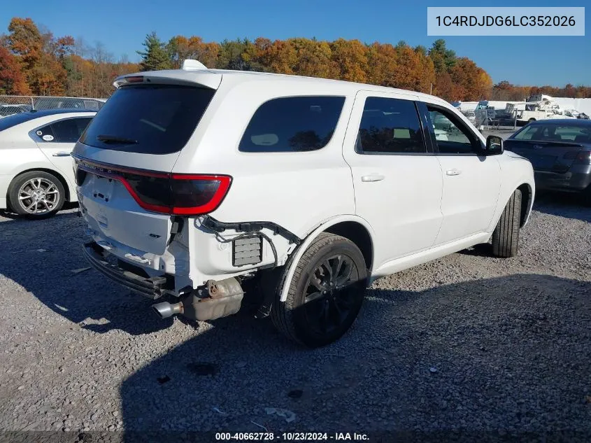 2020 Dodge Durango Gt Awd VIN: 1C4RDJDG6LC352026 Lot: 40662728