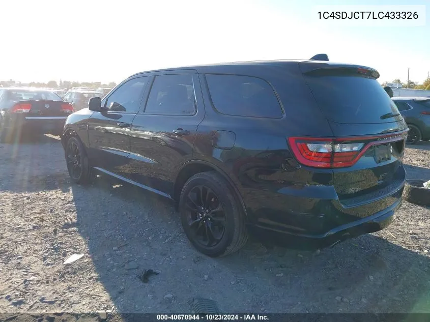 1C4SDJCT7LC433326 2020 Dodge Durango R/T Awd