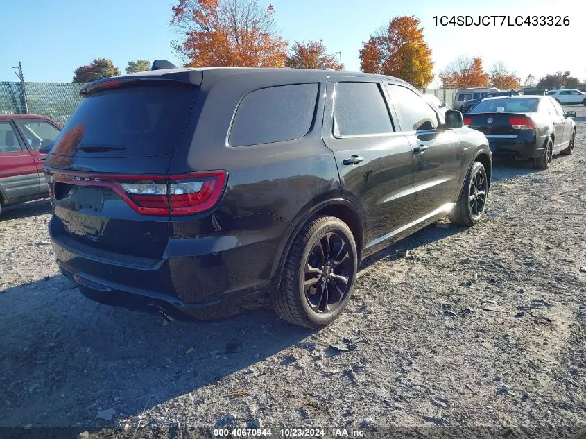 2020 Dodge Durango R/T Awd VIN: 1C4SDJCT7LC433326 Lot: 40670944