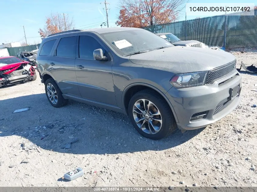 2020 Dodge Durango Gt Plus Awd VIN: 1C4RDJDG5LC107492 Lot: 40735974