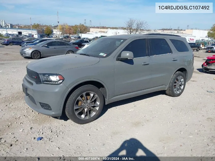 2020 Dodge Durango Gt Plus Awd VIN: 1C4RDJDG5LC107492 Lot: 40735974