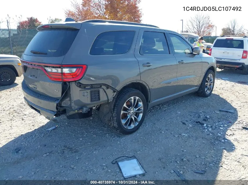 2020 Dodge Durango Gt Plus Awd VIN: 1C4RDJDG5LC107492 Lot: 40735974