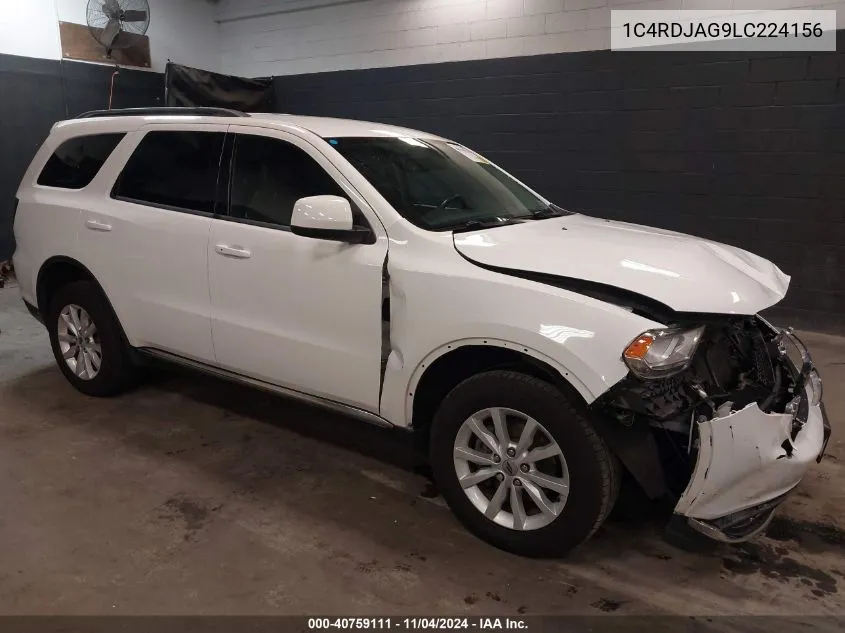 2020 Dodge Durango Sxt Plus Awd VIN: 1C4RDJAG9LC224156 Lot: 40759111