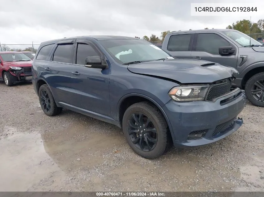 2020 Dodge Durango Gt Plus Awd VIN: 1C4RDJDG6LC192844 Lot: 40760471