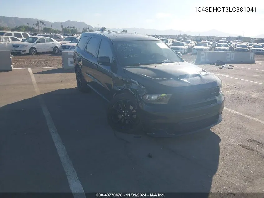 2020 Dodge Durango R/T Rwd VIN: 1C4SDHCT3LC381041 Lot: 40770878