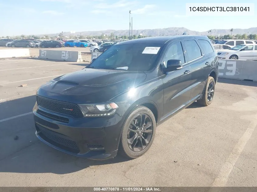 2020 Dodge Durango R/T Rwd VIN: 1C4SDHCT3LC381041 Lot: 40770878