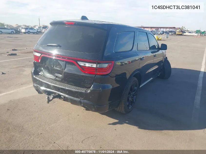 2020 Dodge Durango R/T Rwd VIN: 1C4SDHCT3LC381041 Lot: 40770878