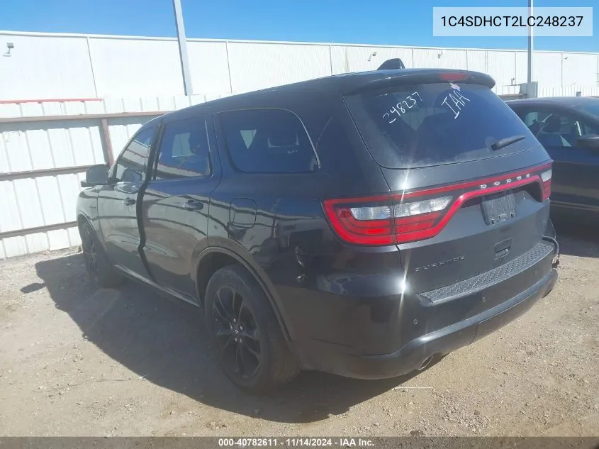 2020 Dodge Durango R/T Rwd VIN: 1C4SDHCT2LC248237 Lot: 40782611