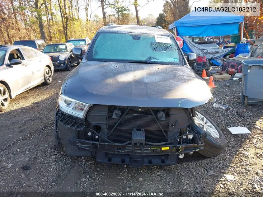 2020 Dodge Durango Sxt Plus Awd VIN: 1C4RDJAG2LC103212 Lot: 40829097