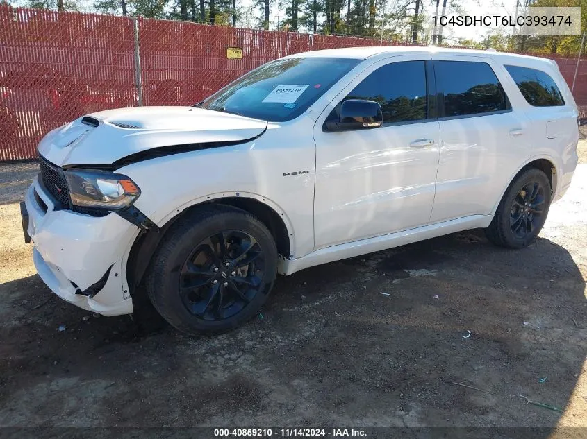 2020 Dodge Durango R/T Rwd VIN: 1C4SDHCT6LC393474 Lot: 40859210