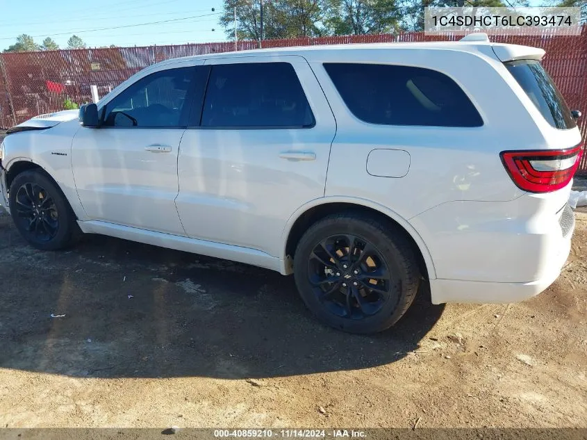 2020 Dodge Durango R/T Rwd VIN: 1C4SDHCT6LC393474 Lot: 40859210