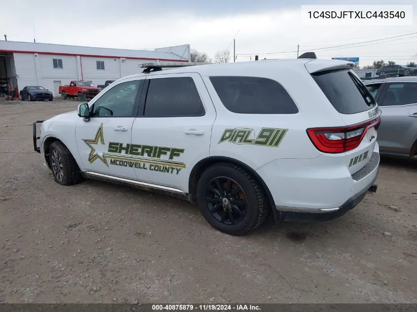 2020 Dodge Durango Pursuit VIN: 1C4SDJFTXLC443540 Lot: 40875879