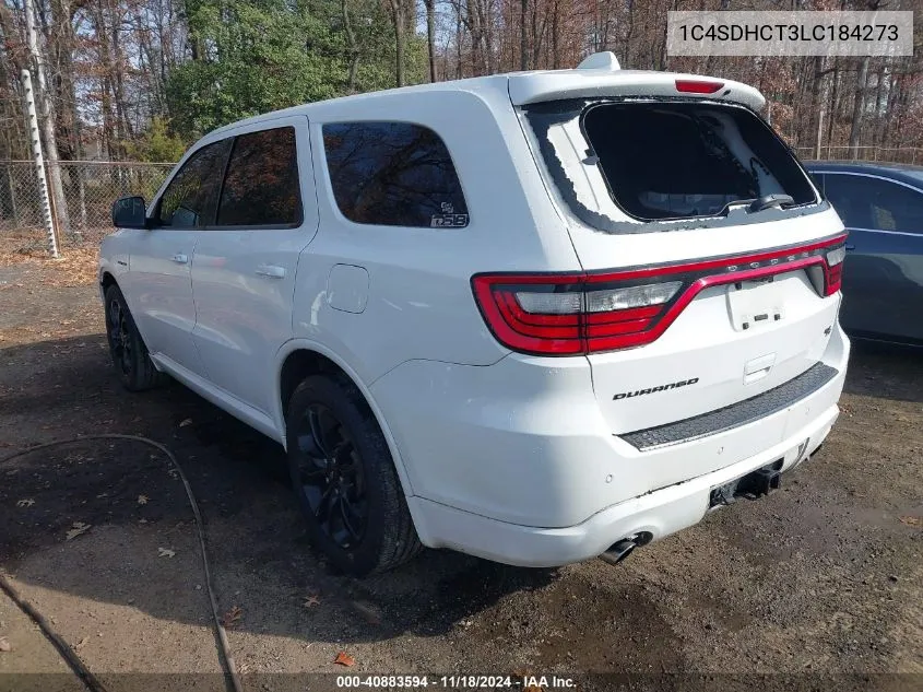 2020 Dodge Durango R/T Rwd VIN: 1C4SDHCT3LC184273 Lot: 40883594