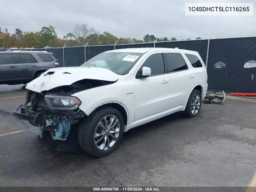 2020 Dodge Durango R/T Rwd VIN: 1C4SDHCT5LC116265 Lot: 40886708