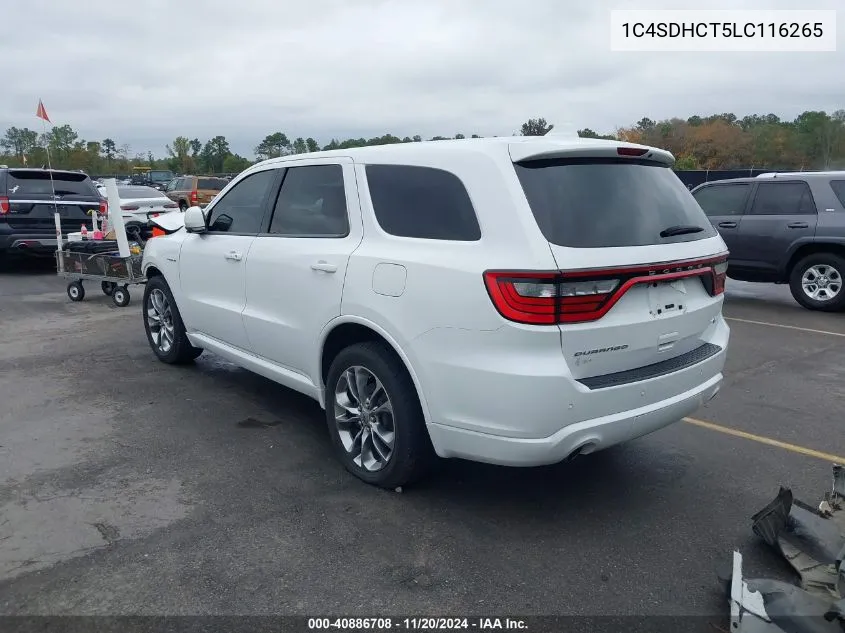 2020 Dodge Durango R/T Rwd VIN: 1C4SDHCT5LC116265 Lot: 40886708