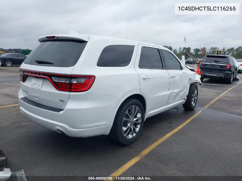 2020 Dodge Durango R/T Rwd VIN: 1C4SDHCT5LC116265 Lot: 40886708