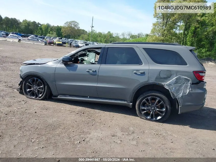 2021 Dodge Durango Gt Plus Awd VIN: 1C4RDJDG7MC610989 Lot: 39441867