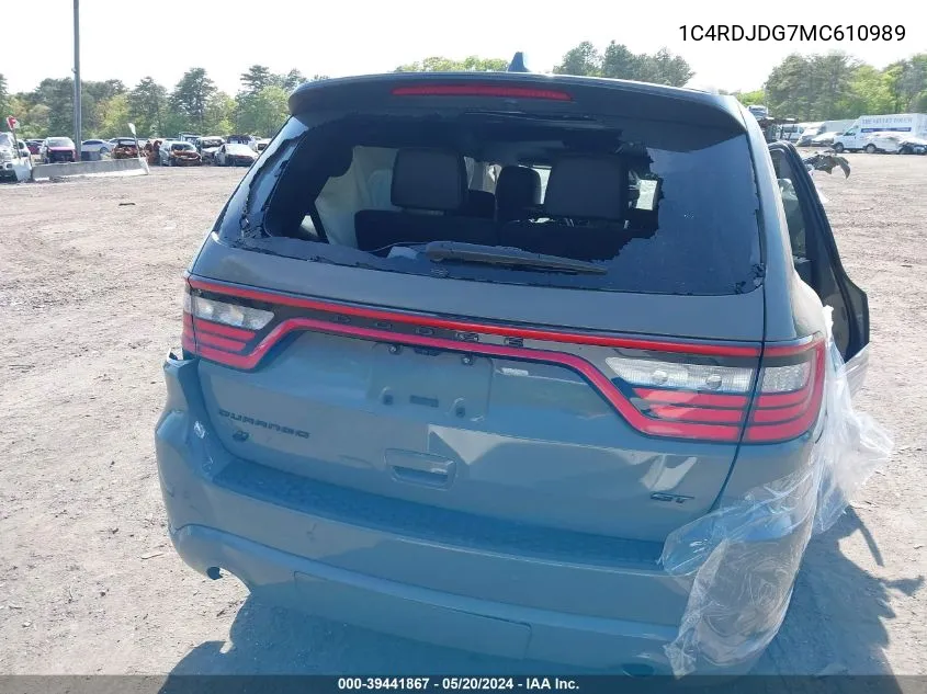 2021 Dodge Durango Gt Plus Awd VIN: 1C4RDJDG7MC610989 Lot: 39441867