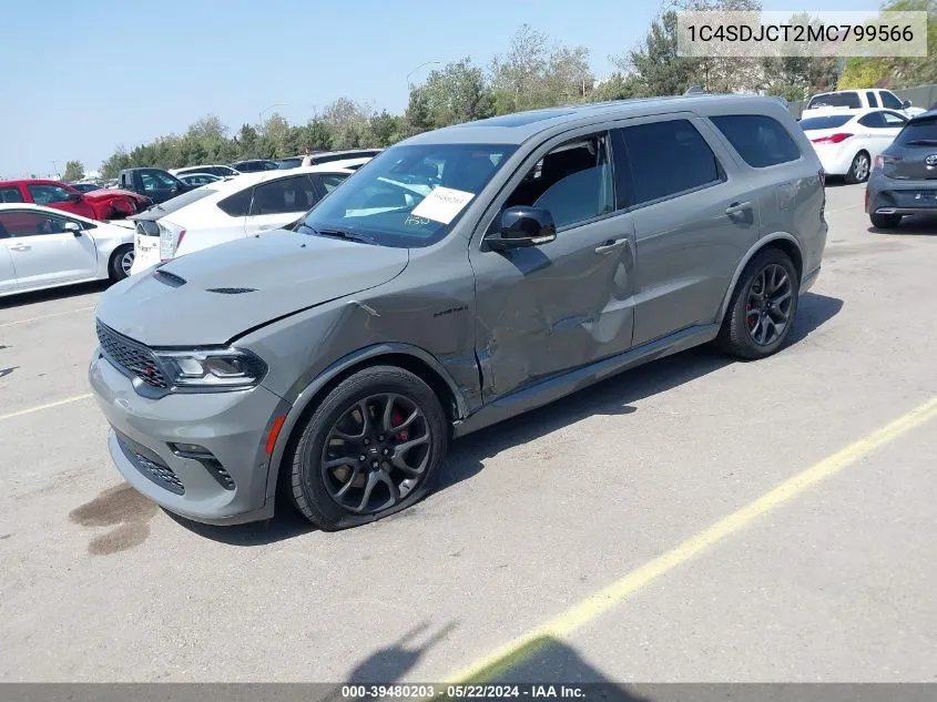 2021 Dodge Durango R/T Awd VIN: 1C4SDJCT2MC799566 Lot: 39480203