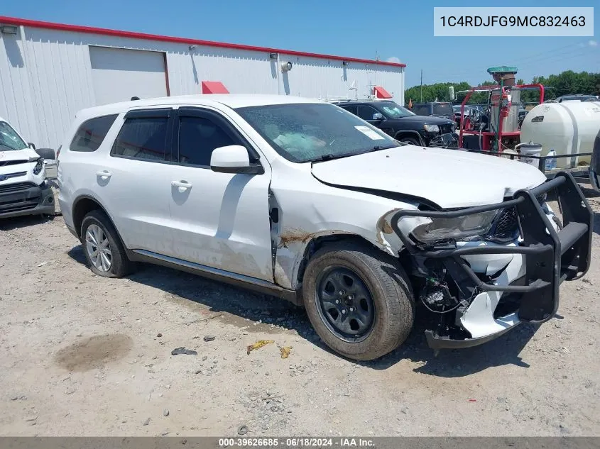 2021 Dodge Durango Pursuit Awd VIN: 1C4RDJFG9MC832463 Lot: 39626685