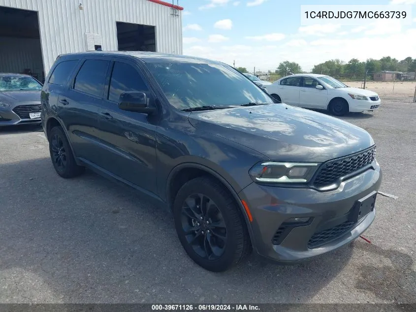 2021 Dodge Durango Gt Awd VIN: 1C4RDJDG7MC663739 Lot: 39671126