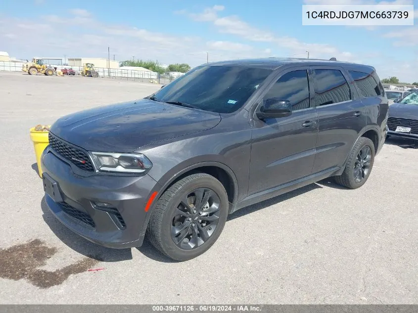 2021 Dodge Durango Gt Awd VIN: 1C4RDJDG7MC663739 Lot: 39671126