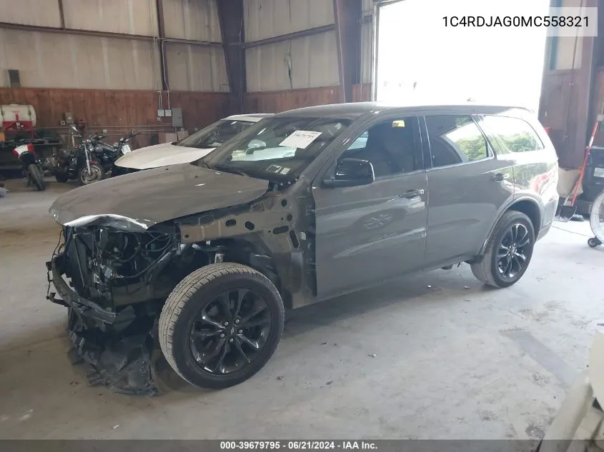 2021 Dodge Durango Sxt Plus Awd VIN: 1C4RDJAG0MC558321 Lot: 39679795