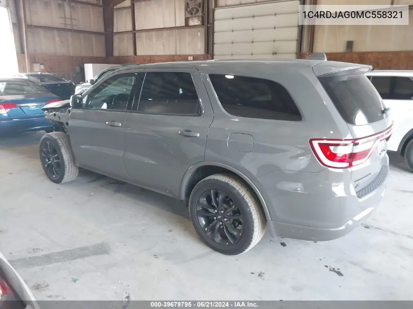 2021 Dodge Durango Sxt Plus Awd VIN: 1C4RDJAG0MC558321 Lot: 39679795