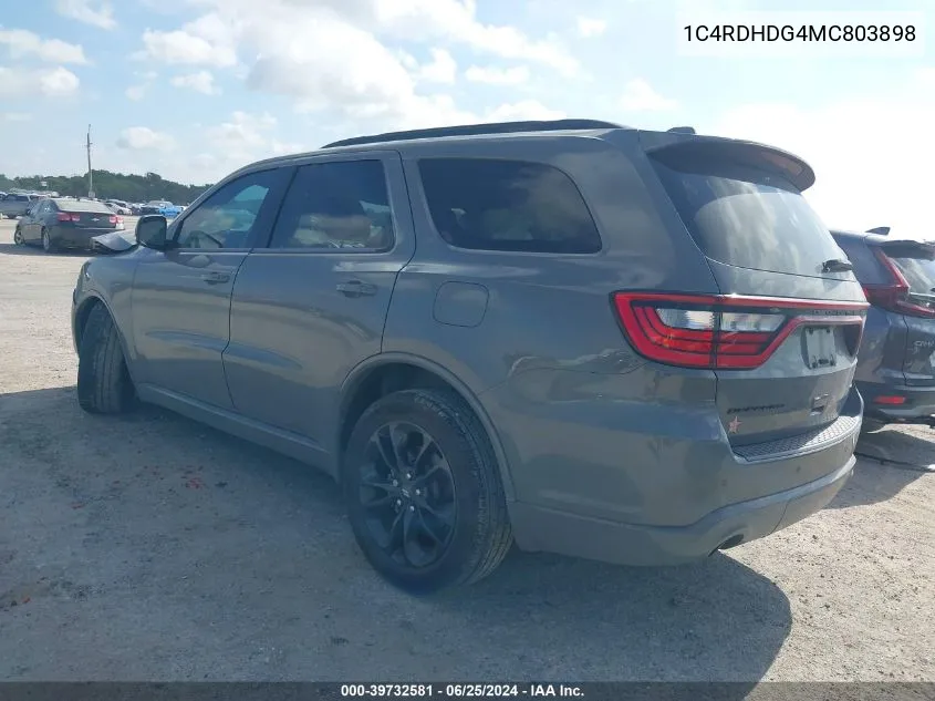 2021 Dodge Durango Gt Plus Rwd VIN: 1C4RDHDG4MC803898 Lot: 39732581