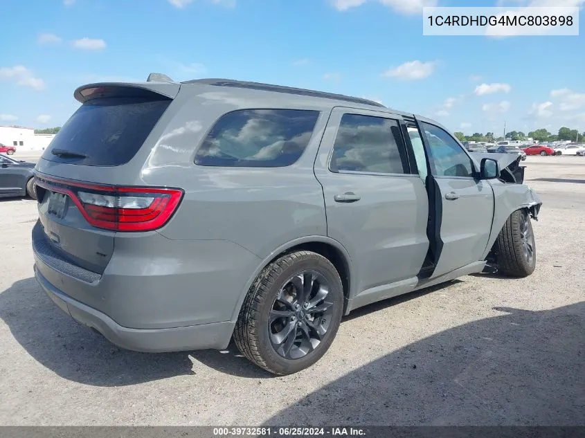 1C4RDHDG4MC803898 2021 Dodge Durango Gt Plus Rwd