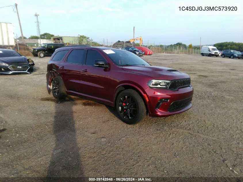 2021 Dodge Durango Srt 392 Awd VIN: 1C4SDJGJ3MC573920 Lot: 39742848