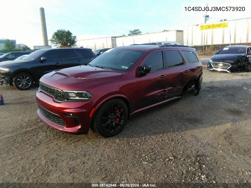 2021 Dodge Durango Srt 392 Awd VIN: 1C4SDJGJ3MC573920 Lot: 39742848