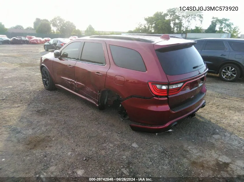 2021 Dodge Durango Srt 392 Awd VIN: 1C4SDJGJ3MC573920 Lot: 39742848