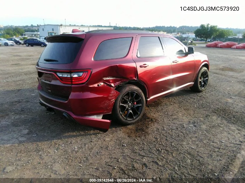 2021 Dodge Durango Srt 392 Awd VIN: 1C4SDJGJ3MC573920 Lot: 39742848