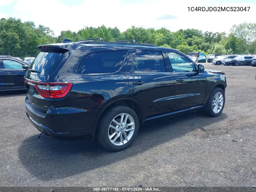 2021 Dodge Durango Gt Plus Awd VIN: 1C4RDJDG2MC523047 Lot: 39777182