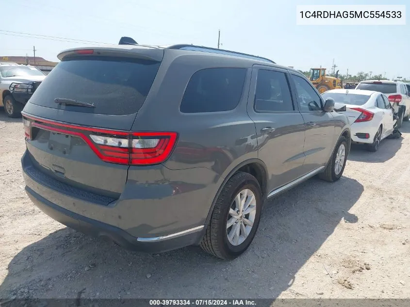 2021 Dodge Durango Sxt Plus Rwd VIN: 1C4RDHAG5MC554533 Lot: 39793334