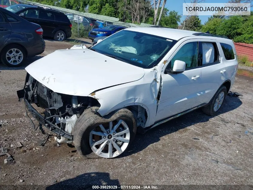 2021 Dodge Durango Sxt Plus Awd VIN: 1C4RDJAG0MC793060 Lot: 39829329