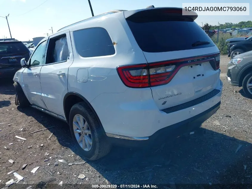 1C4RDJAG0MC793060 2021 Dodge Durango Sxt Plus Awd