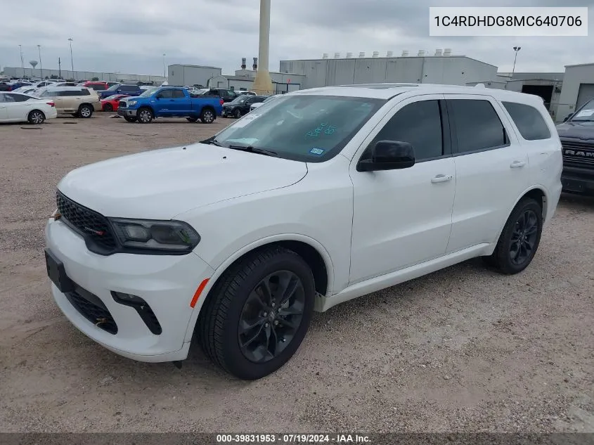 2021 Dodge Durango Gt Rwd VIN: 1C4RDHDG8MC640706 Lot: 39831953