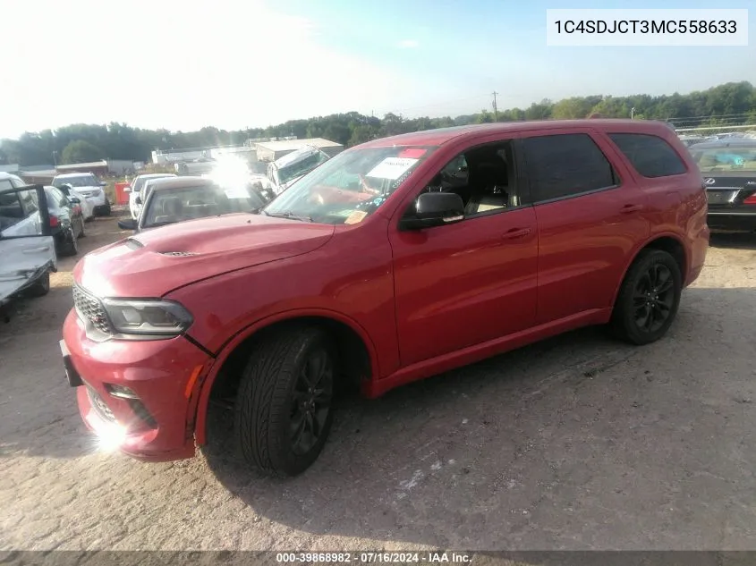 2021 Dodge Durango R/T Awd VIN: 1C4SDJCT3MC558633 Lot: 39868982