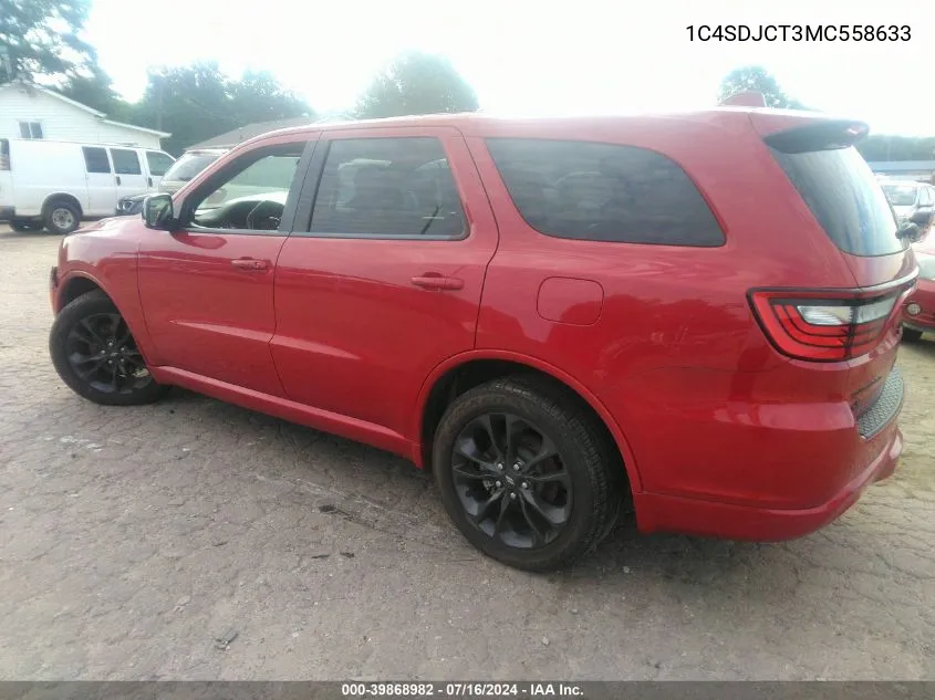 2021 Dodge Durango R/T Awd VIN: 1C4SDJCT3MC558633 Lot: 39868982