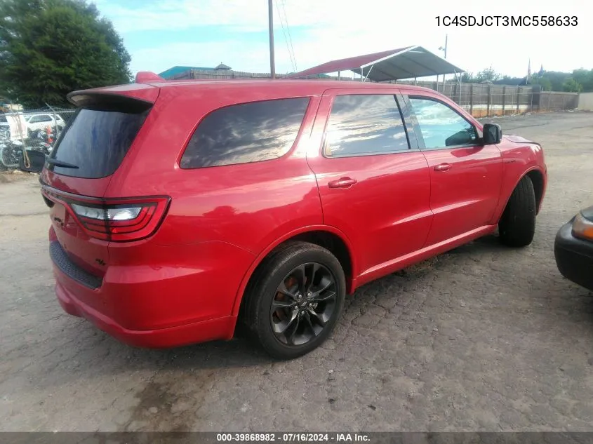 2021 Dodge Durango R/T Awd VIN: 1C4SDJCT3MC558633 Lot: 39868982