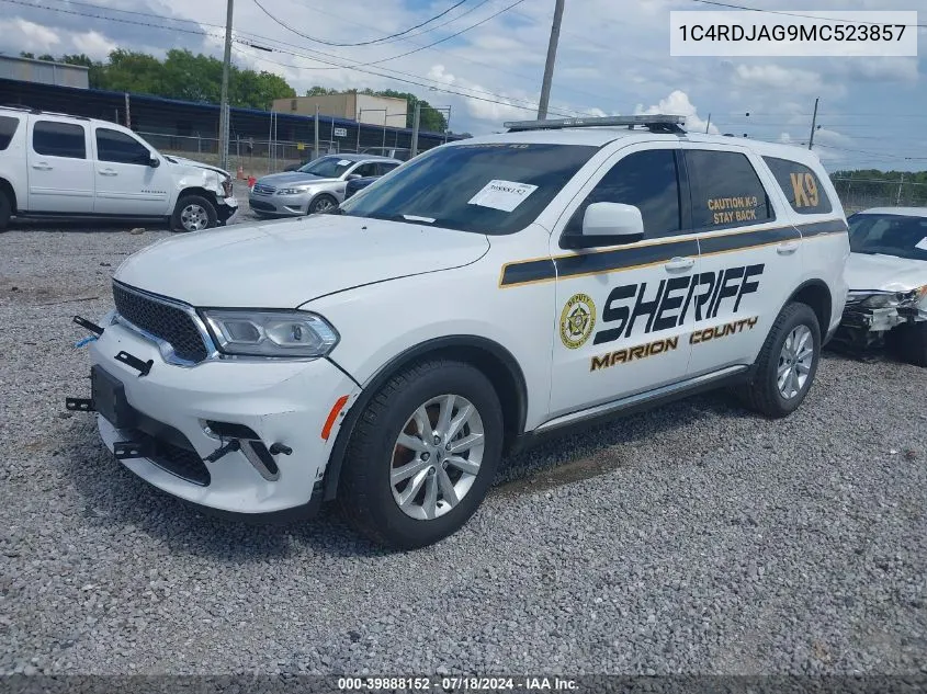 2021 Dodge Durango Sxt Awd VIN: 1C4RDJAG9MC523857 Lot: 39888152